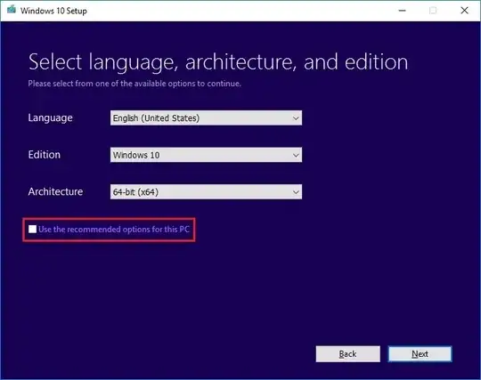 Use the recommended options for this PC