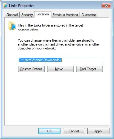 Screenshot of Links-location dialog