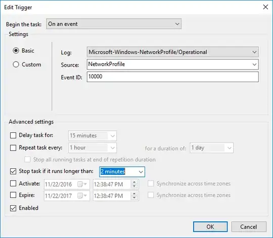 Task Scheduler trigger example