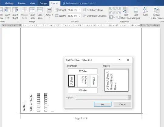Table cell direction