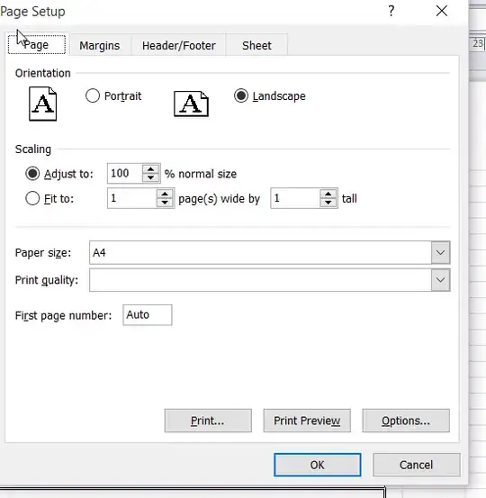 Excel page settings