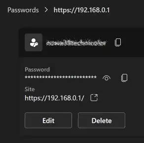 Screenshot of Edge Password Manager