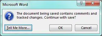 MS Word message prior to saving