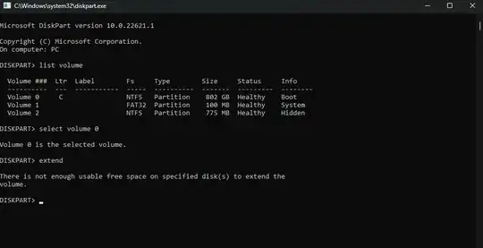 Not enough space error