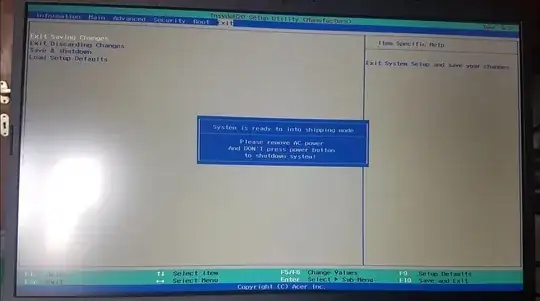 Screen shot showing the message below