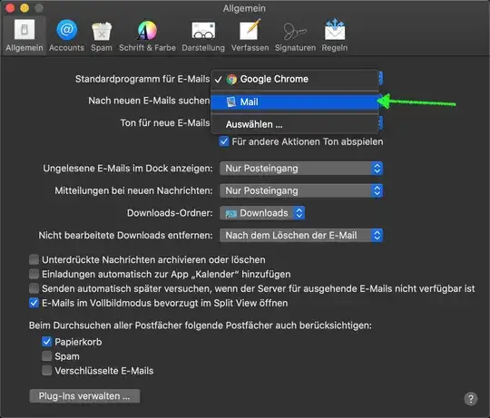 Screenshot showing the settings