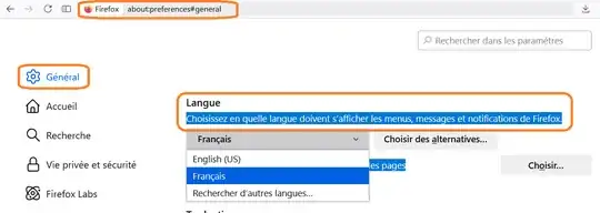 Firefox: Display language