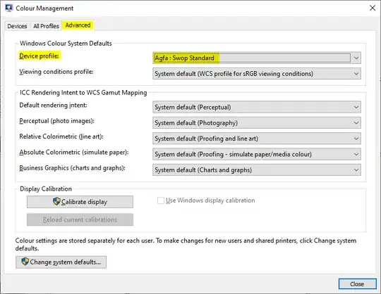 Colour Management screen