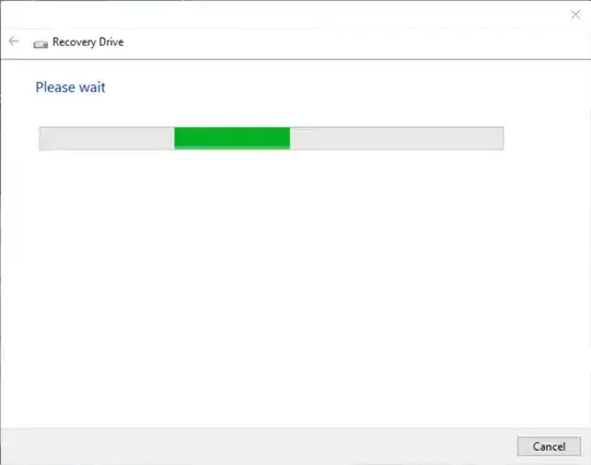 The recovery drive is stuck on, "Please wait."