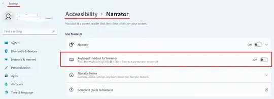 Windows 11 Narrator settings