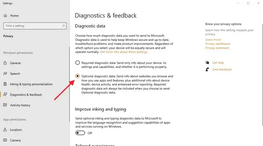 Optional diagnostic data setting