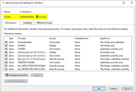 Advanced Security Settings dialog