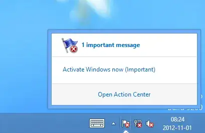 Action Center tooltip