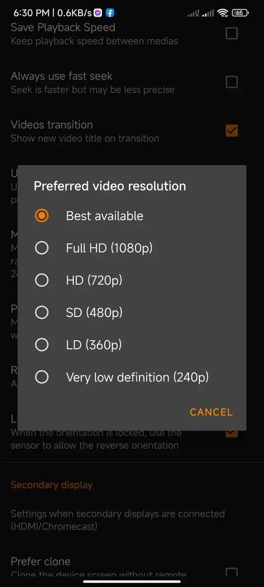 on vlc, goto settings > video (extra settings) > preferred video resolution