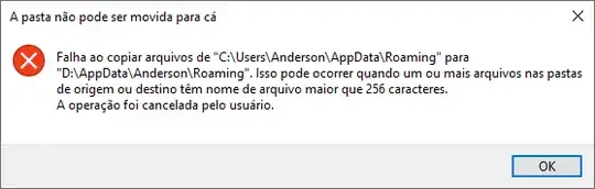 The folder cannot be moved to here