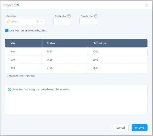 sqliteviz CSV import dialogue