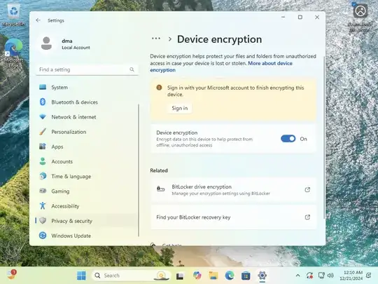no device encryption
