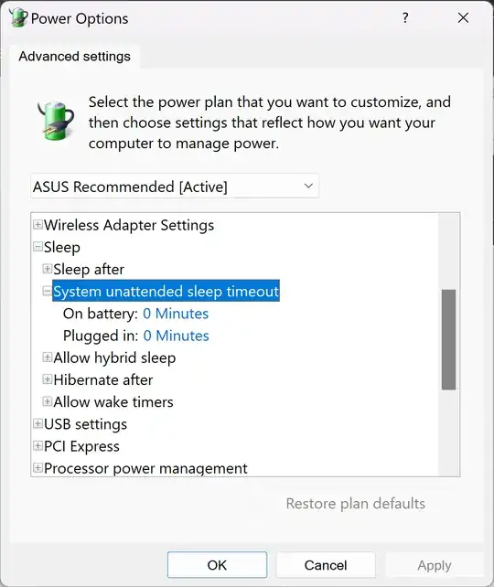 system unattended sleep timeout