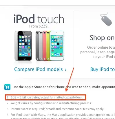 1GB = 1 billion bytes; actual formatted capacity less.