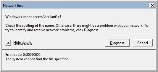 Network Browse Failed