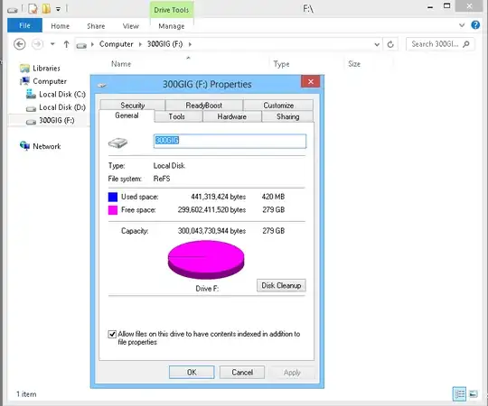 After format properties on the 300gig drive