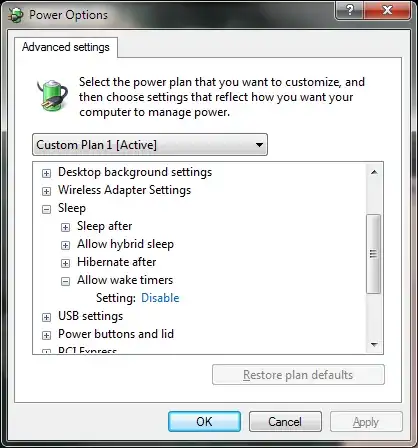 Power Options advanced settings