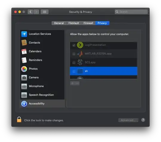 MacOS Catalina Security and Privacy Settings Window