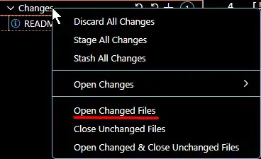Changed files menu