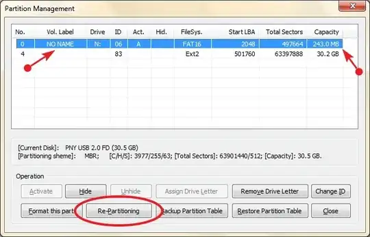 BootIce partition management window