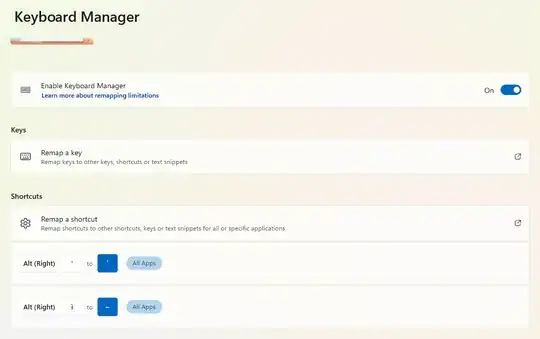 Windows 11 Power Tools settings for keyboard shortcuts overview