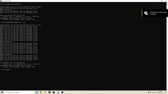 the images show ping tests