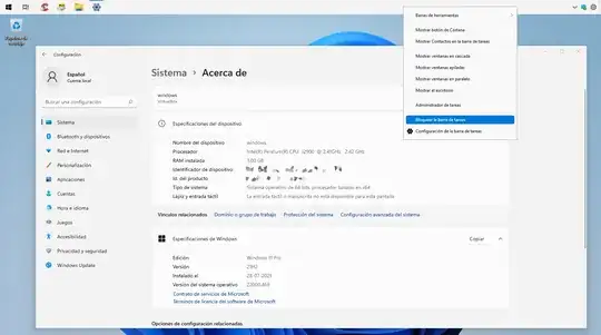 ScreenShot proof of Windows 11 TaskBar on the top side, horizontal