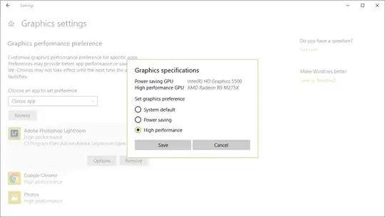 Specifying graphics preference per program