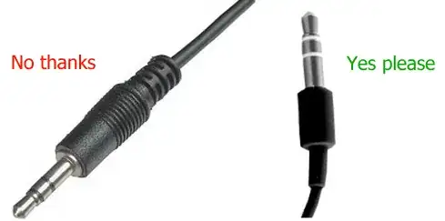 Photo of fat and thin earhphone connectors