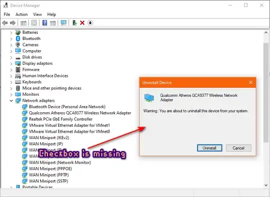 delete driver software checkbox is missing