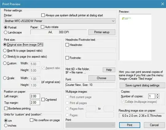 Irfanview Print dialog