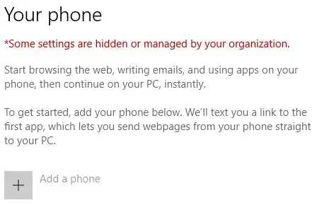 Your phone settings page