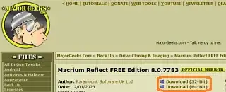 Macrium Reflect Free versions