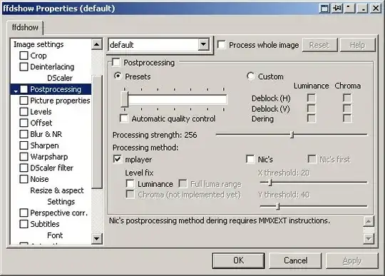 Example screen of GUI for ffdshow video config
