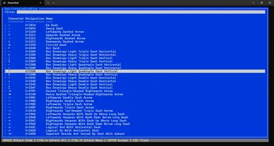 Out-ConsoleGridView sample output