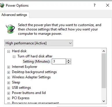 screenshot - Drive sleep settings