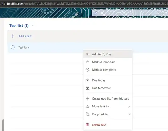 Task options in the browser