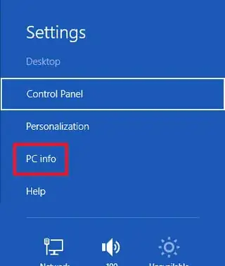 Windows 8 Settings Charm