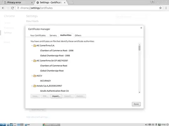 Manage certificates menu