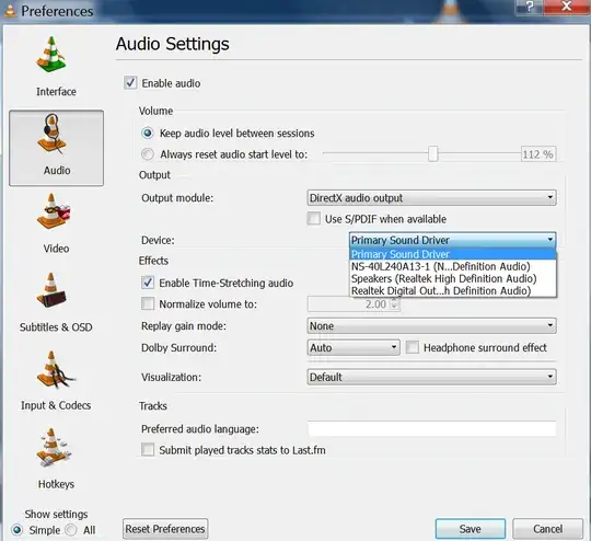 Preferences > Audio > Output > Device