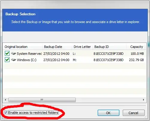 Restricted folders dialog