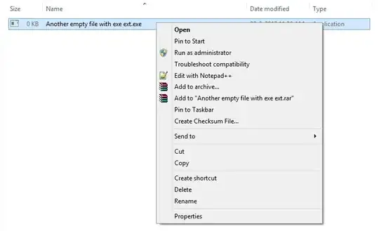 Executable's context menu