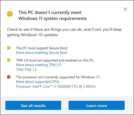 PC Health Check Error