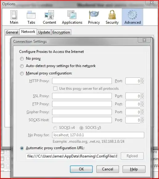 Firefox proxy settings