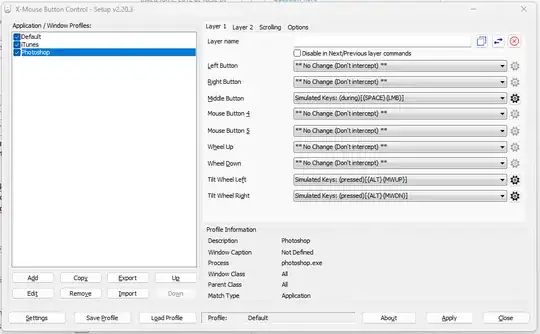 X-Mouse Photoshop Settings not working
